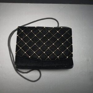 Heys International Canada Black Velvet Magnetic Closure Evening / Crossbody Bag